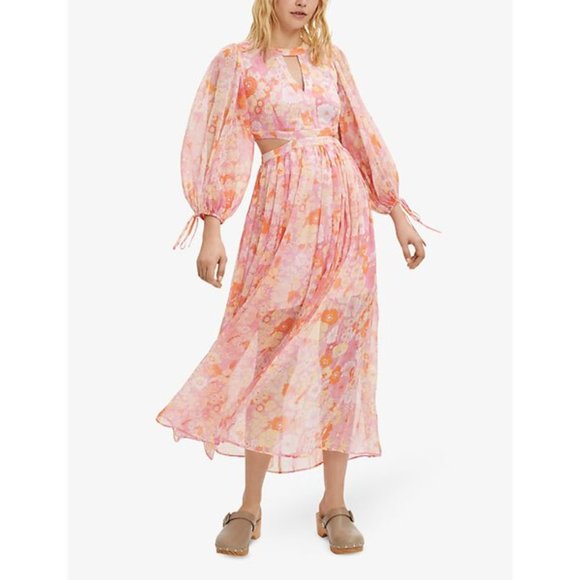 Maje RISO Floral Chiffon Maxi Dress - Picture 1 of 4